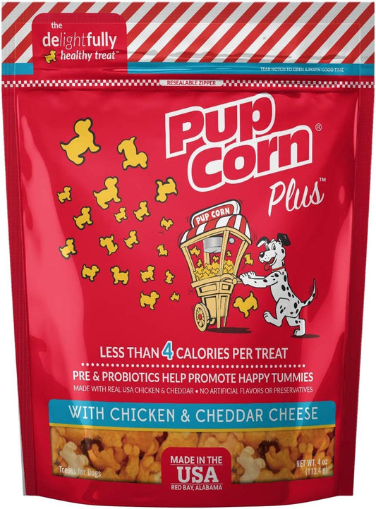 Pupcorn Plus Puffed Dog Treats W/ Prebiotic & Probiotics, 4 Ounce (Pack of 1)