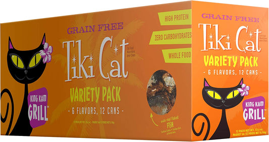 Tiki Cat Grill Grain-Free, Low-Carbohydrate Wet Food with Whole Seafood in Broth for Adult Cats & Kittens