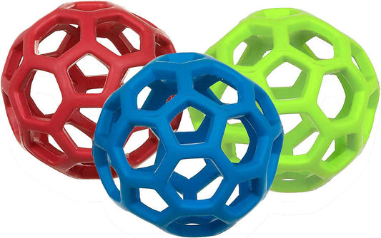 JW Pet HOLEE Roller Ball Dog Chew Treat Fetch Bouncy Toy Medium 5 inch Bundle 3