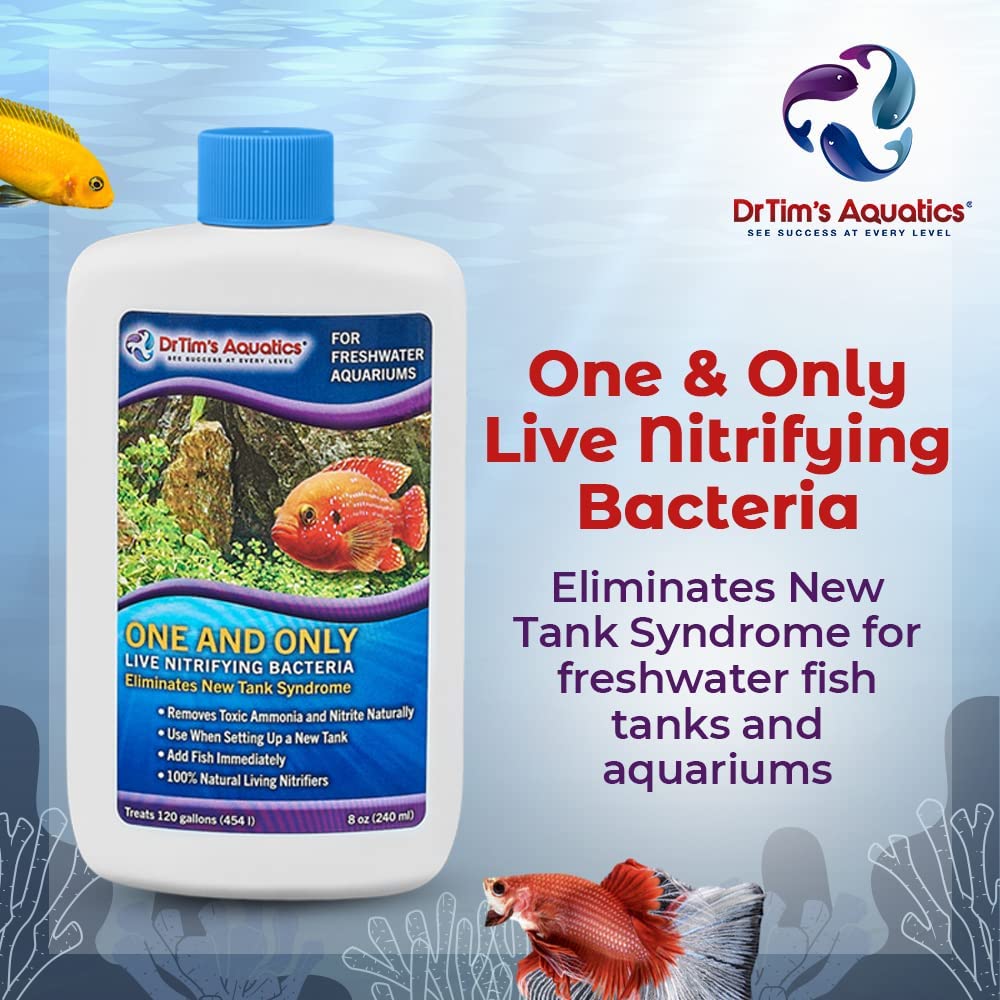 DrTim’s Aquatics Freshwater One & Only Live Nitrifying Bacteria  – Eliminate New Tank Syndrome for New Fish Tanks, Aquariums, & Water Filtering & Treatment