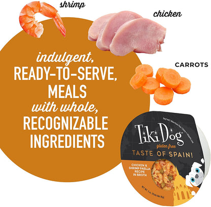 Tiki Dog Taste of The World Wet Food Restaurant Inspired Meal, Spanish Paella with Chicken & Shrimp 4 Cups, 3 oz.
