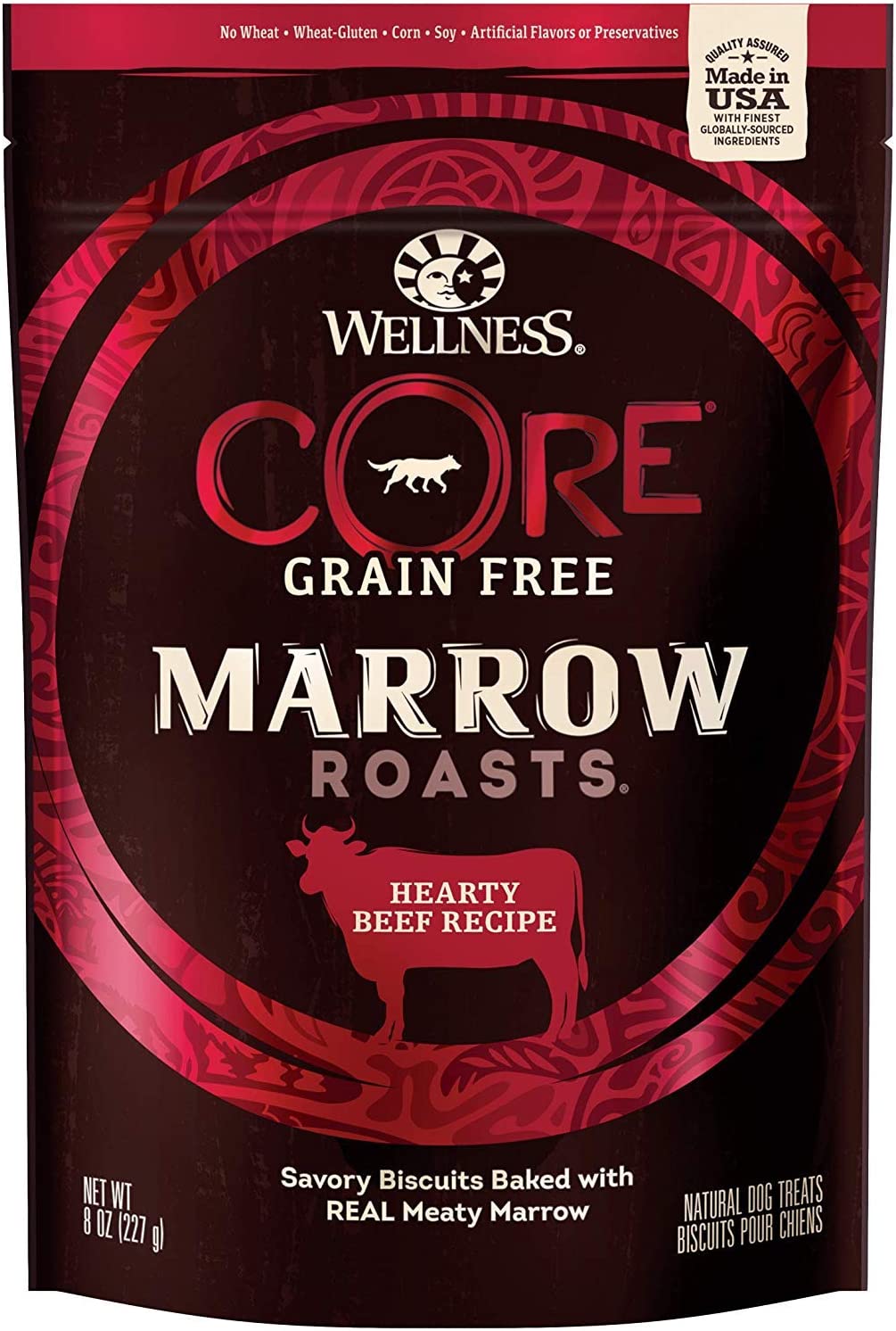 WELLNESS CORE Marrow Roasts Natural Grain Free Dog Treats, 8-Ounce Bag