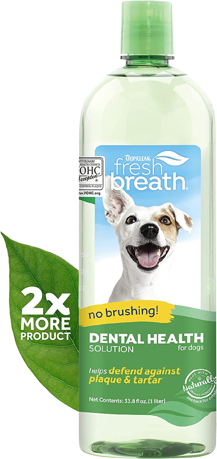 TropiClean Fresh Breath Oral Care Water Additive for Dogs, 33.8oz - Dental Health Solution