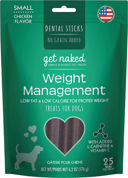 Get Naked Grain Free 1 Pouch 6.2 Oz Weight Management Dental Chew Sticks, Small