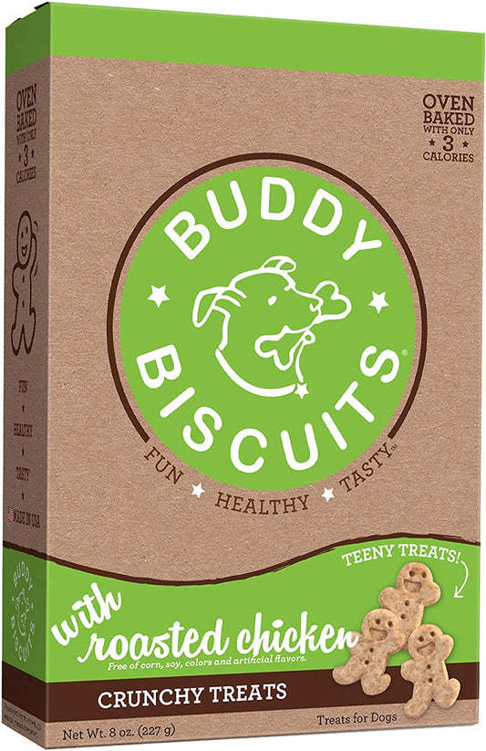 Buddy Biscuits Oven Baked Teeny Treats, Whole Grain Treats for Small or Toy Breed Dogs, Roasted Chicken - 8 oz. Pack of 6