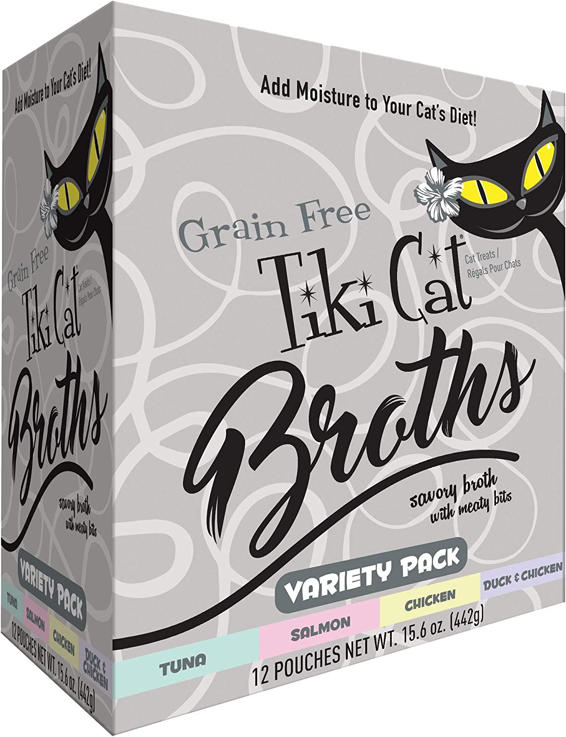 Tiki Cat Savory Broth, Grain Free Lickable Wet Food Treat, Add Moisture & Boost Flavor, 12 pouches