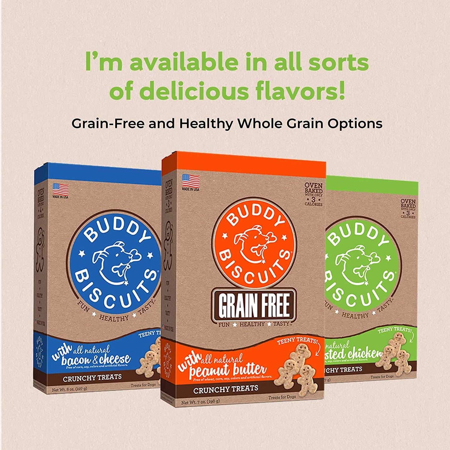 Buddy Biscuits Oven Baked Teeny Treats, Whole Grain Treats for Small or Toy Breed Dogs, Roasted Chicken - 8 oz. Pack of 6