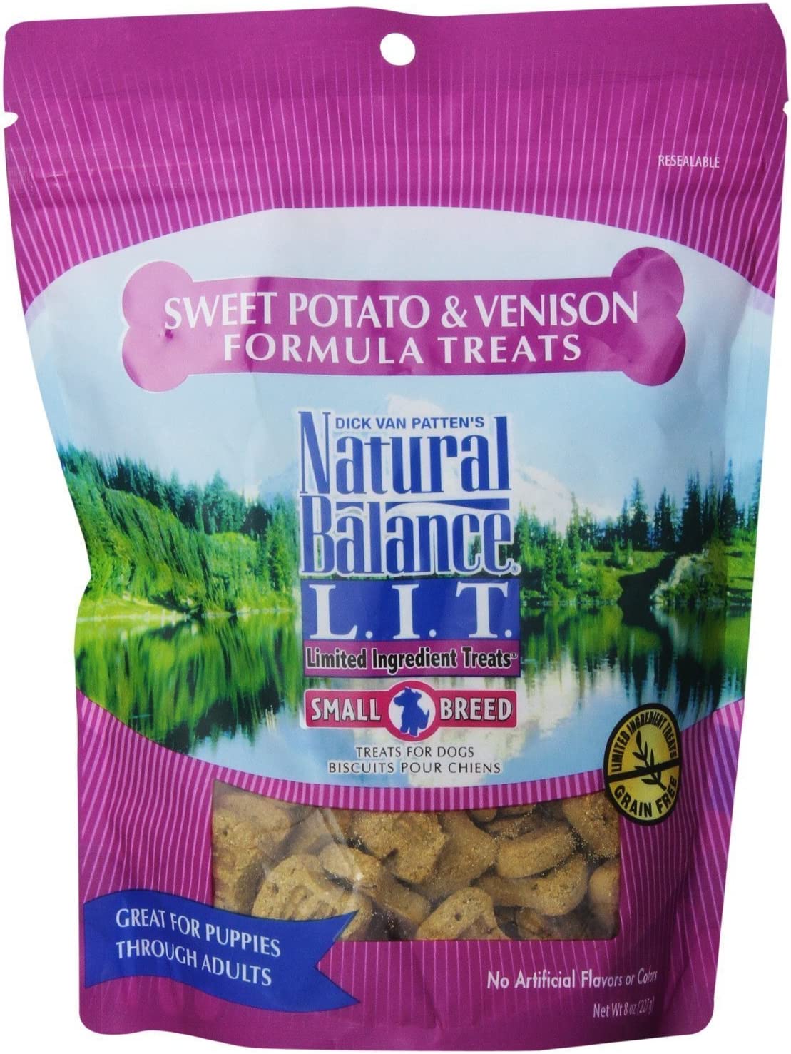 Natural Balance L.I.T. Sweet Potato and Venison Formula Dog Treats, Small Breed, 16-Ounce (2 Packs 8-Ounce each)