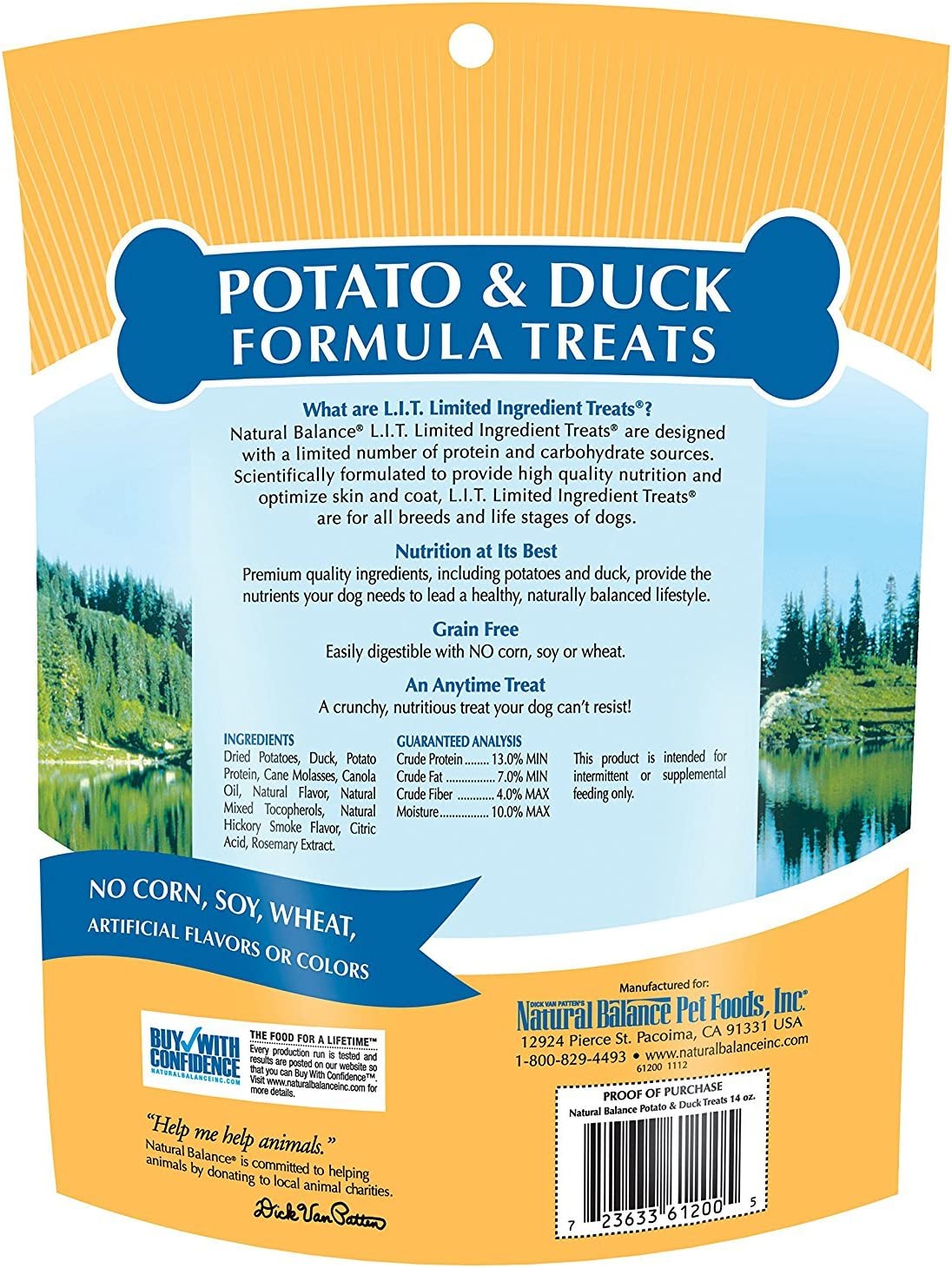 Natural Balance Limited Ingredient Dog Treats Potato & Duck Formula, 14 oz, 3 Pack