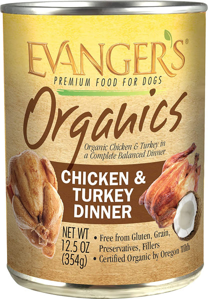 Evanger’s Organics Dinner for Dogs - 12, 12.5 oz cans