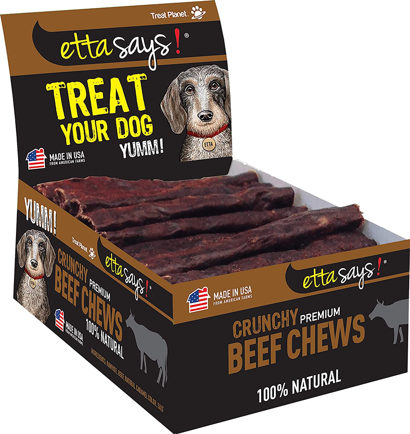 ETTA SAYS! Natural Crunchy Beef Chews Dog Treats, 36 Count