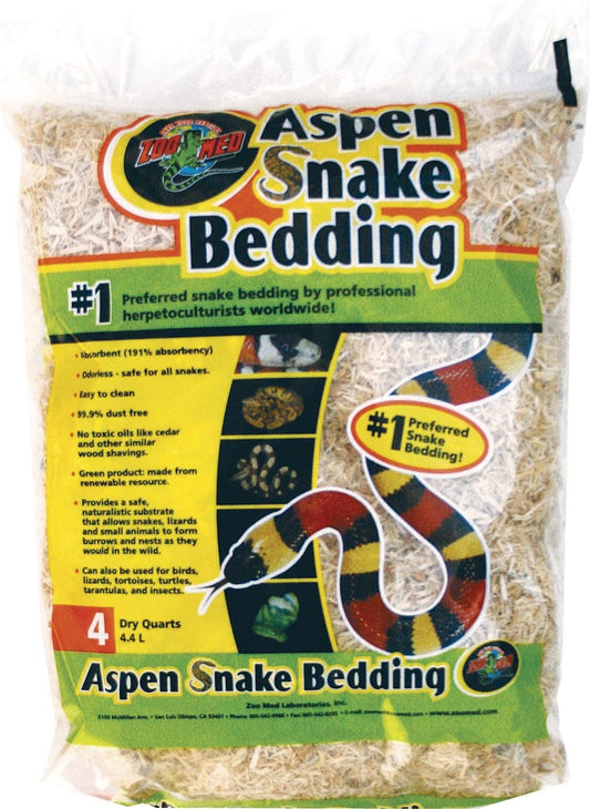 Zoo Med Laboratories Inc-Aspen Snake Bedding- Natural 4 Quart