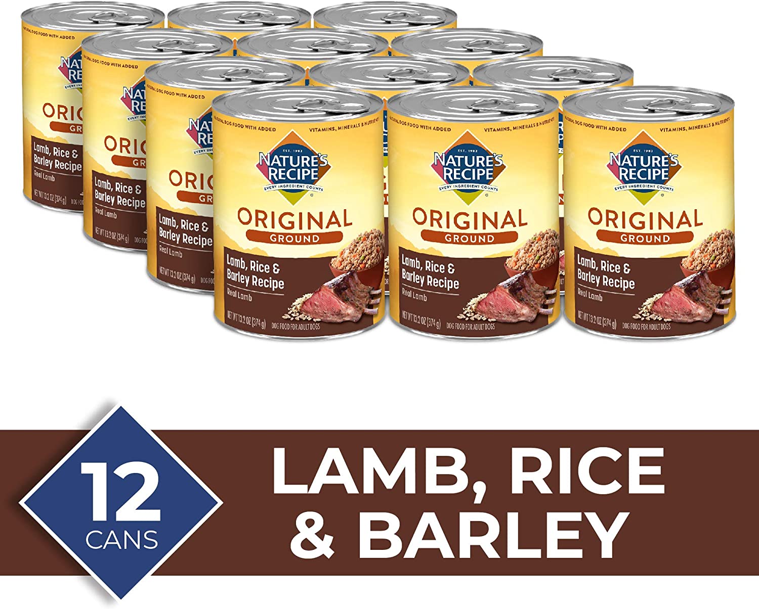 Nature's Recipe Easy to Digest Wet Dog Food, Lamb, Rice & Barley Recipe, 13.2 Ounce Can (Pack of 12)