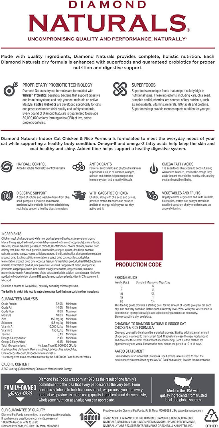 DIAMOND NATURALS High Protein Premium Formulas Dry Cat Food with Superfoods and Antioxidants
