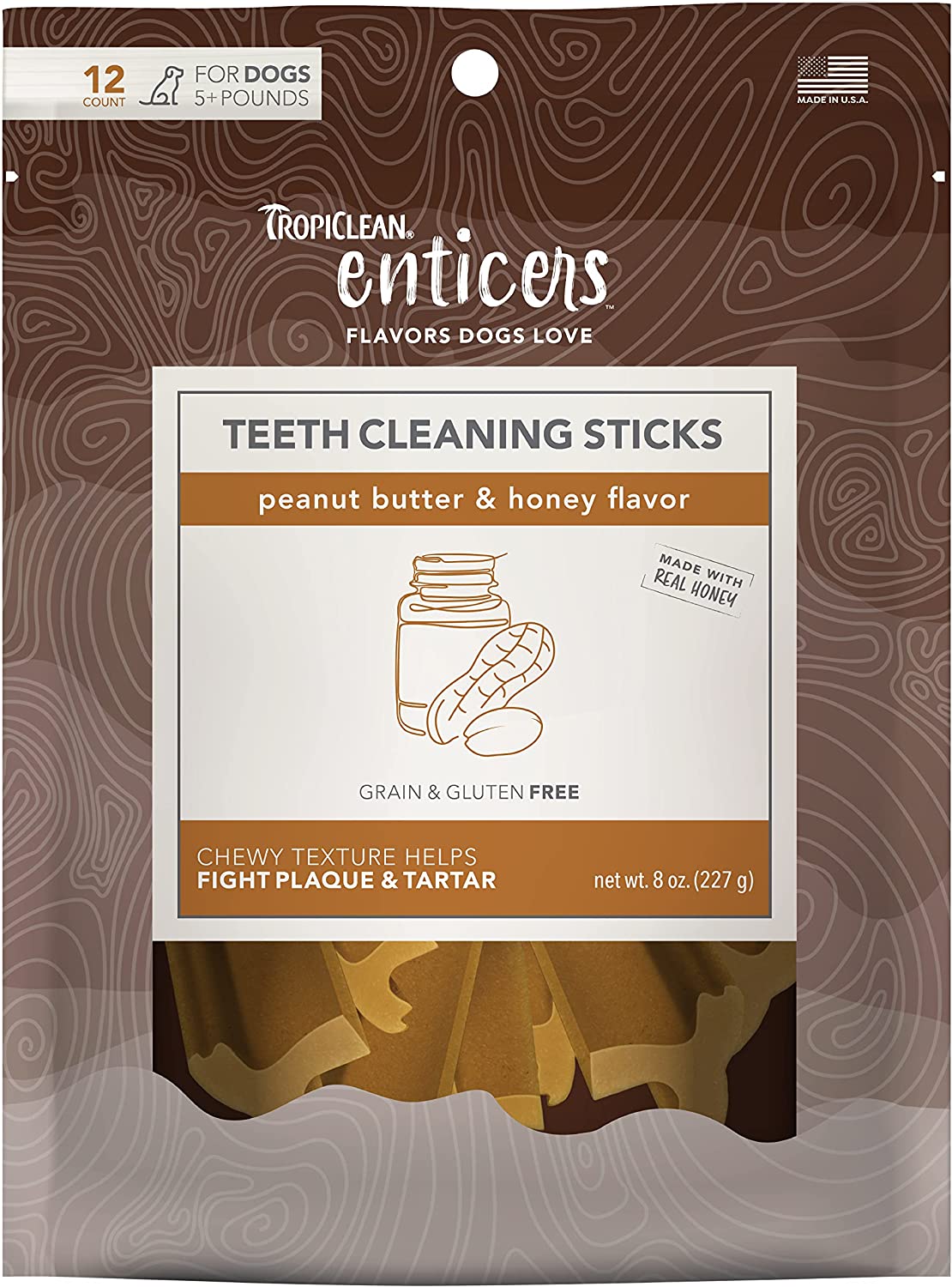 TropiClean Enticers Teeth Cleaning Sticks for Dogs Dental Treat - Cleans Teeth as They Chew
