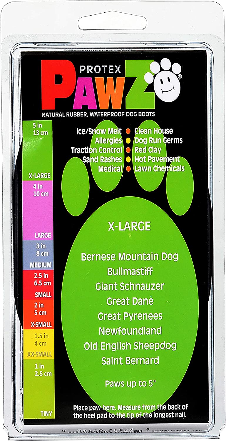 PawZ Dog Boots | Rubber Dog Booties | Waterproof Snow Boots for Dogs | Paw Protection for Dogs | 12 Dog Shoes per Pack (Black)