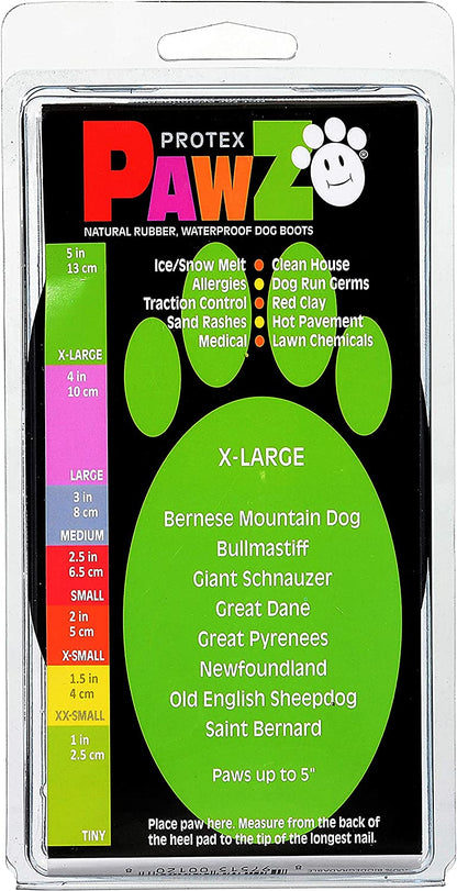 PawZ Dog Boots | Rubber Dog Booties | Waterproof Snow Boots for Dogs | Paw Protection for Dogs | 12 Dog Shoes per Pack (Black)