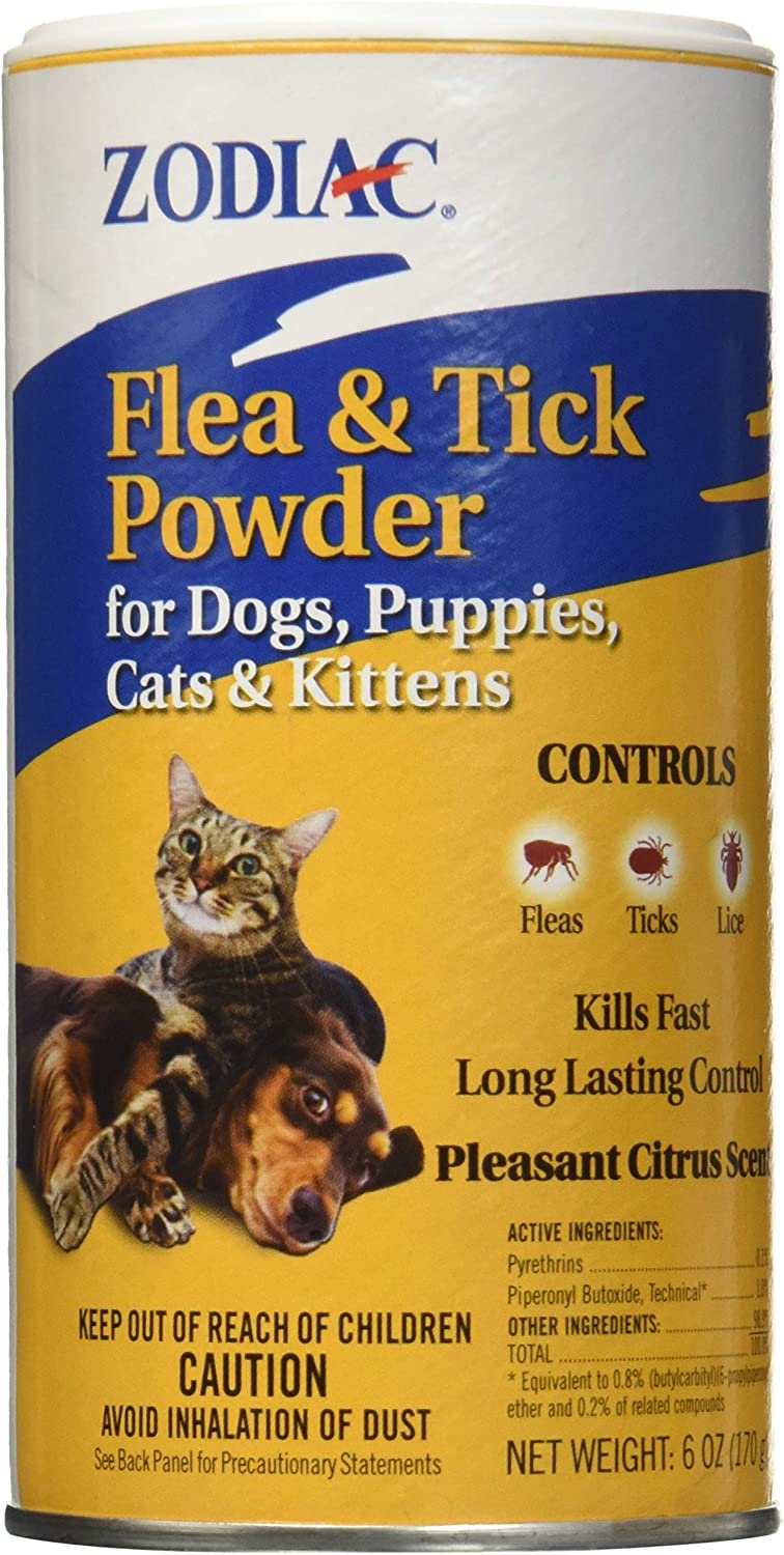 Zodiac Flea and Tick Powder for Dogs, Puppies, Cats, and Kittens 6oz (3 Pack)
