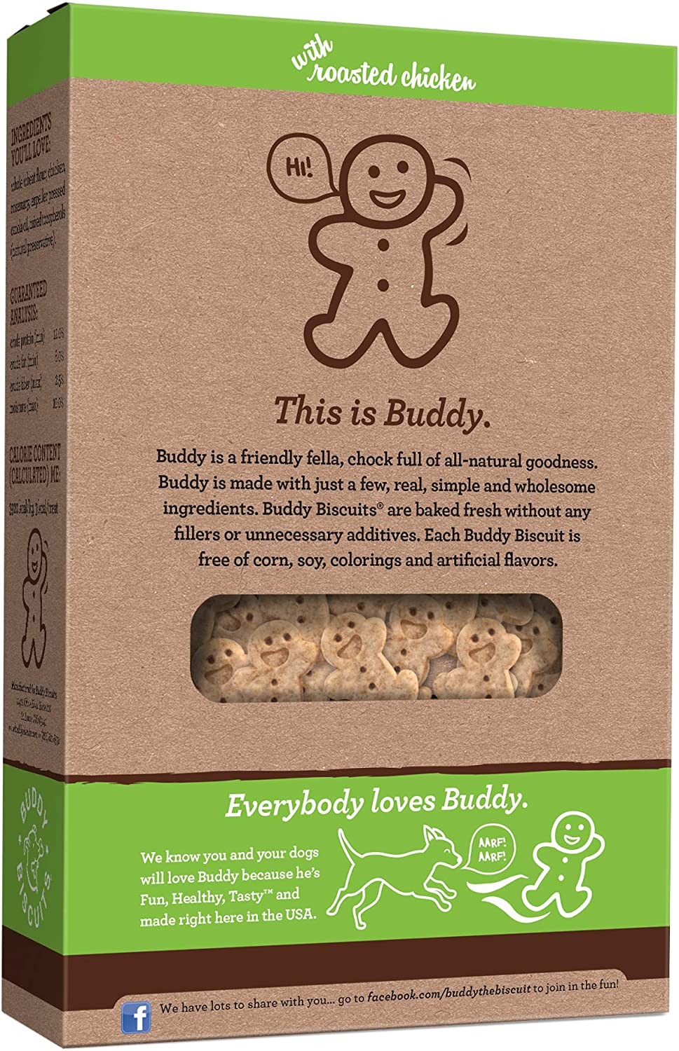 Buddy Biscuits Oven Baked Teeny Treats, Whole Grain Treats for Small or Toy Breed Dogs, Roasted Chicken - 8 oz. Pack of 6
