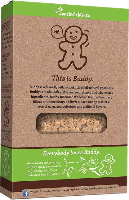 Buddy Biscuits Oven Baked Teeny Treats, Whole Grain Treats for Small or Toy Breed Dogs, Roasted Chicken - 8 oz. Pack of 6
