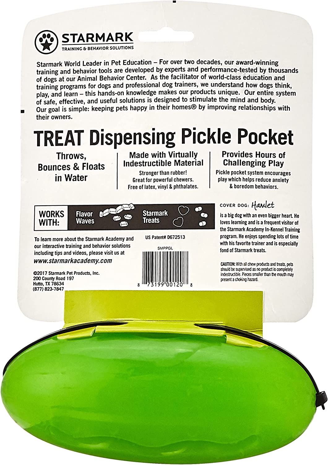 Starmark Treat Dispensing Pickle Pocket for Dogs