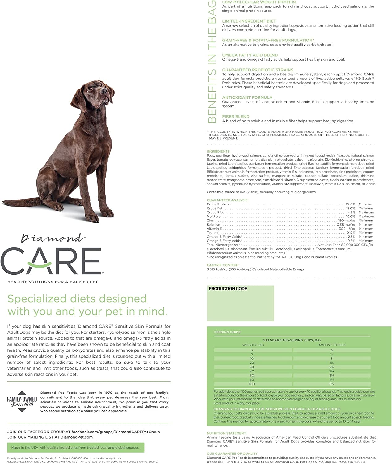 Diamond CARE Specialized Adult Dry Dog Food to Support Health Issues with Weight Management, Sensitive Skin, or Sensitive Stomach and with High Quality Protein, Probiotics and Antioxidants