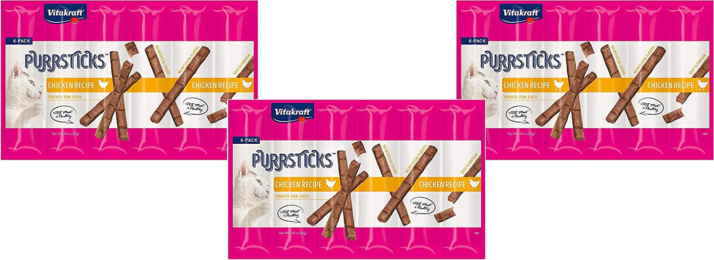 Vitakraft 18 Pack of Chicken Purrsticks Cat Treats