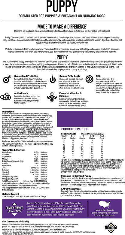 Diamond Premium Puppy Complete and Balanced Dry Dog Food Formula Protein, and Probiotics