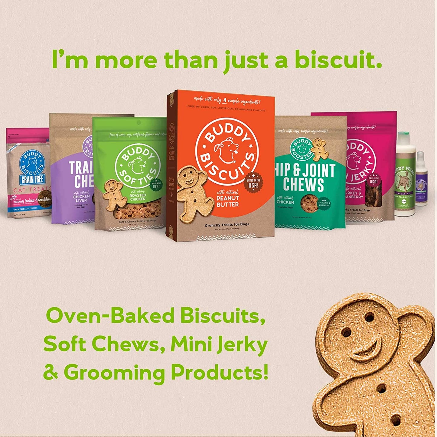 Buddy Biscuits Oven Baked Teeny Treats, Whole Grain Treats for Small or Toy Breed Dogs, Roasted Chicken - 8 oz. Pack of 6