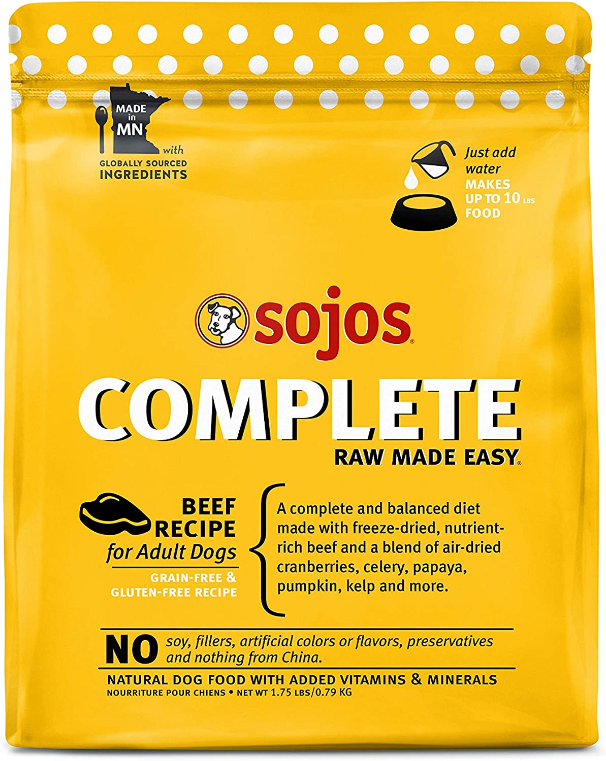 Sojos Complete Turkey Recipe Adult Grain-Free Freeze-Dried Raw Dog Food, 7 Pound Bag