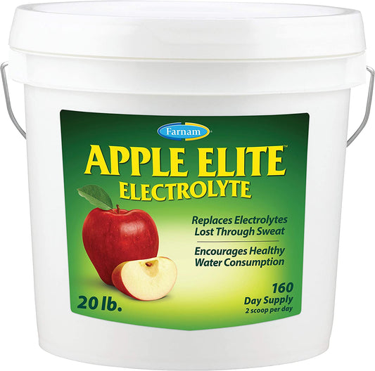 Farnam Apple Elite Horse Electrolyte Powder, Replaces minerals lost in sweat during exercise, extreme weather & stressful conditions, 20 lbs., 160 day supply