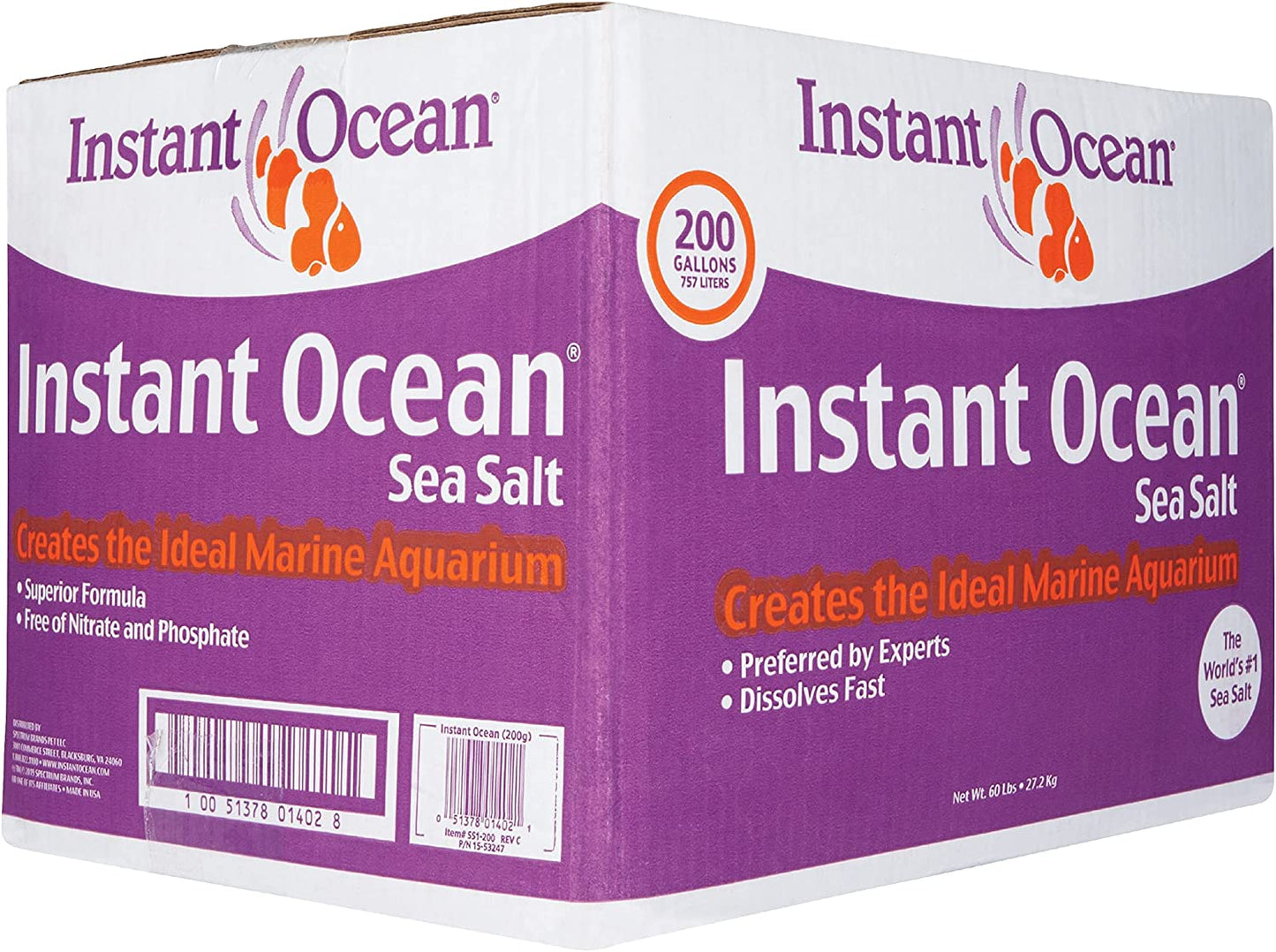 Instant Ocean Sea Salt for Marine Fish Tank Aquariums, Nitrate & Phosphate-Free