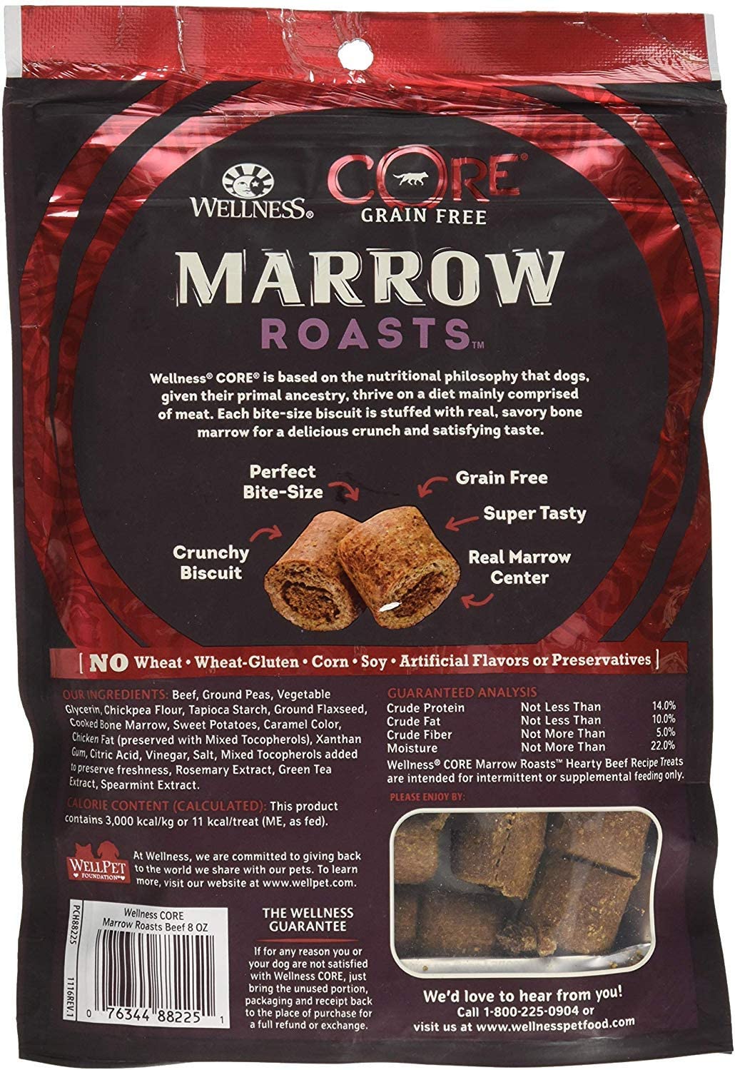 WELLNESS CORE Marrow Roasts Natural Grain Free Dog Treats, 8-Ounce Bag