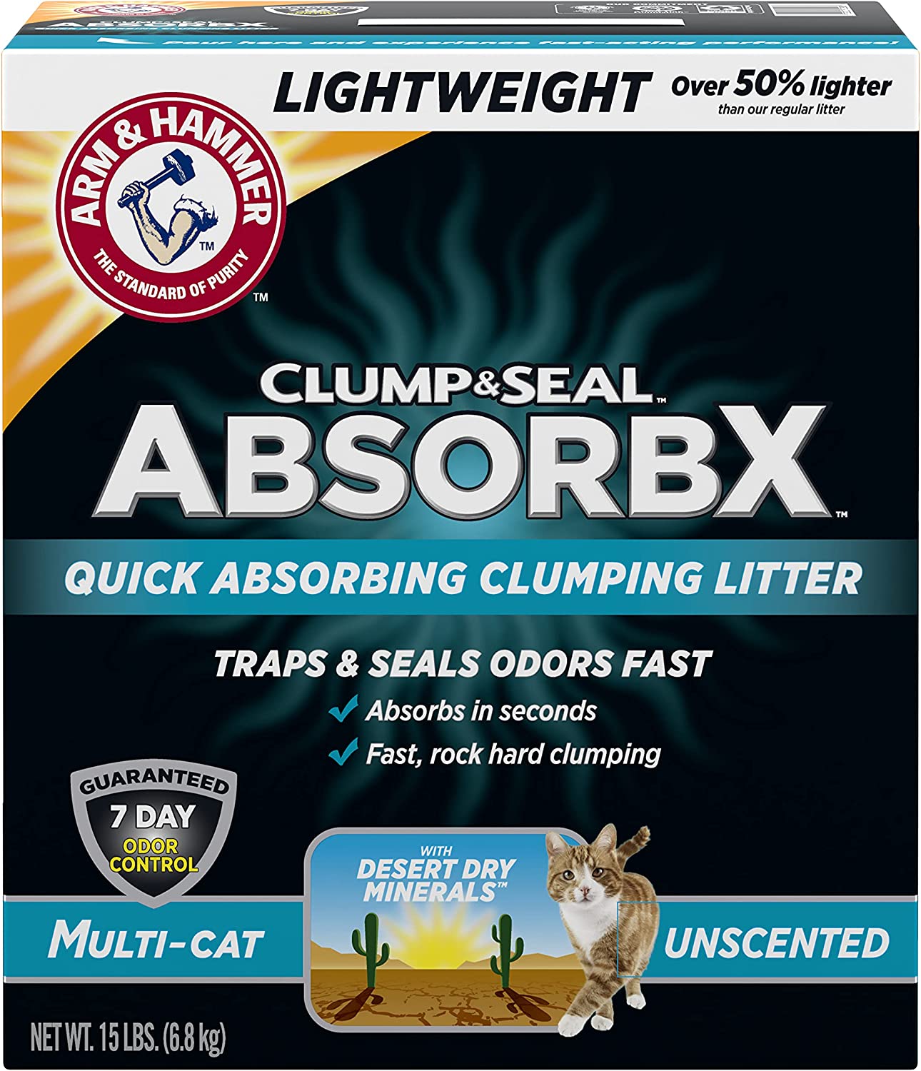 Arm & Hammer Clump & Seal AbsorbX Clumping Cat Litter MultiCat Unscented 15lb