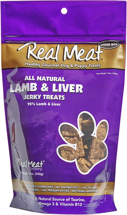 The Real Meat Company 828013 Dog Jerky Lamb Liver Treat, 12-Ounce