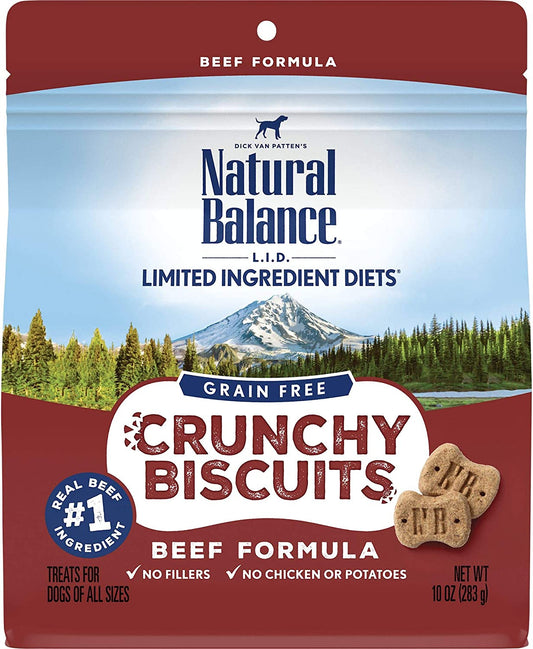 Natural Balance Limited Ingredient Crunchy Biscuits | Grain-Free Dog Treats | Protein Options Include Beef, Turkey or Lamb