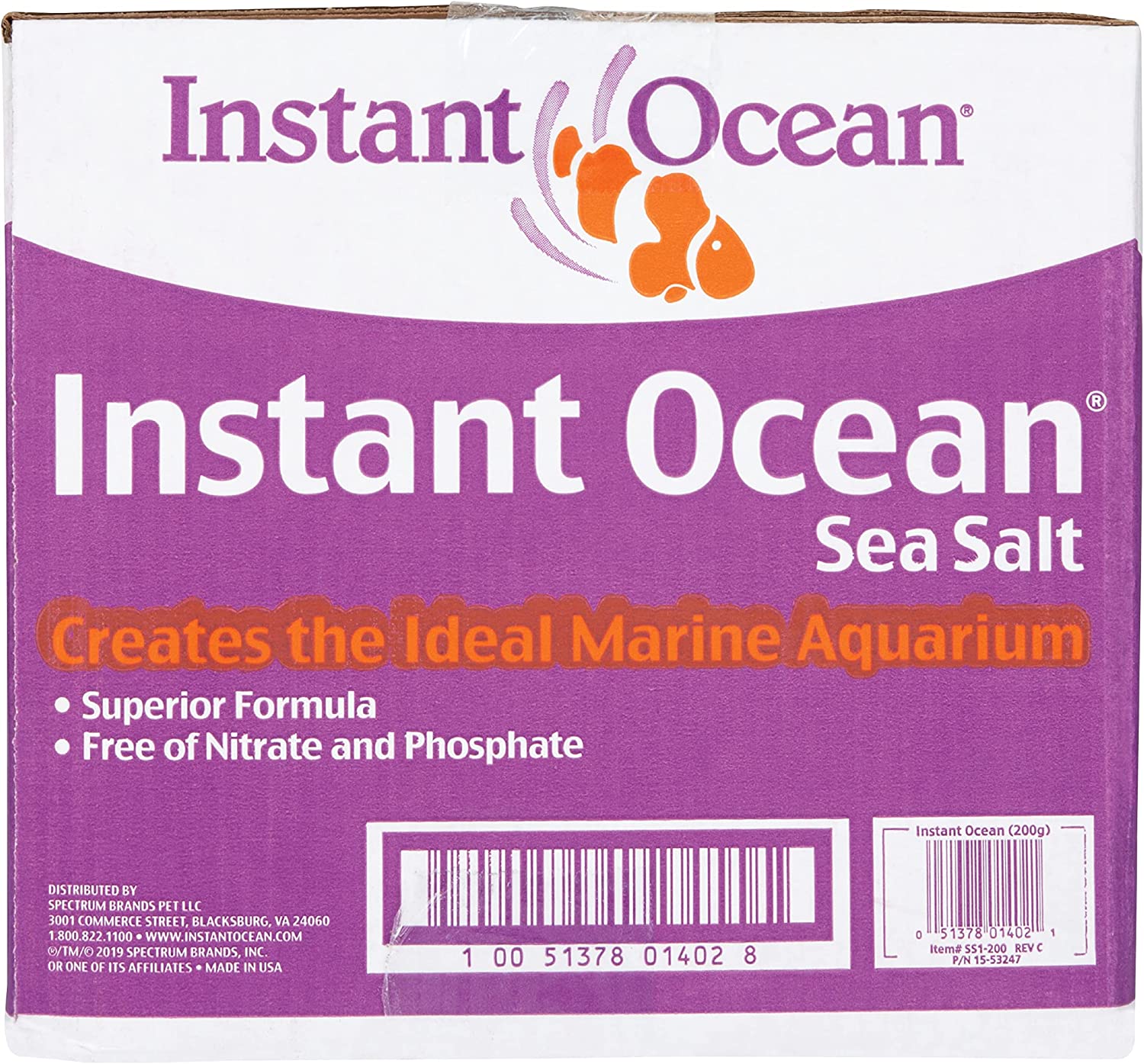 Instant Ocean Sea Salt for Marine Fish Tank Aquariums, Nitrate & Phosphate-Free