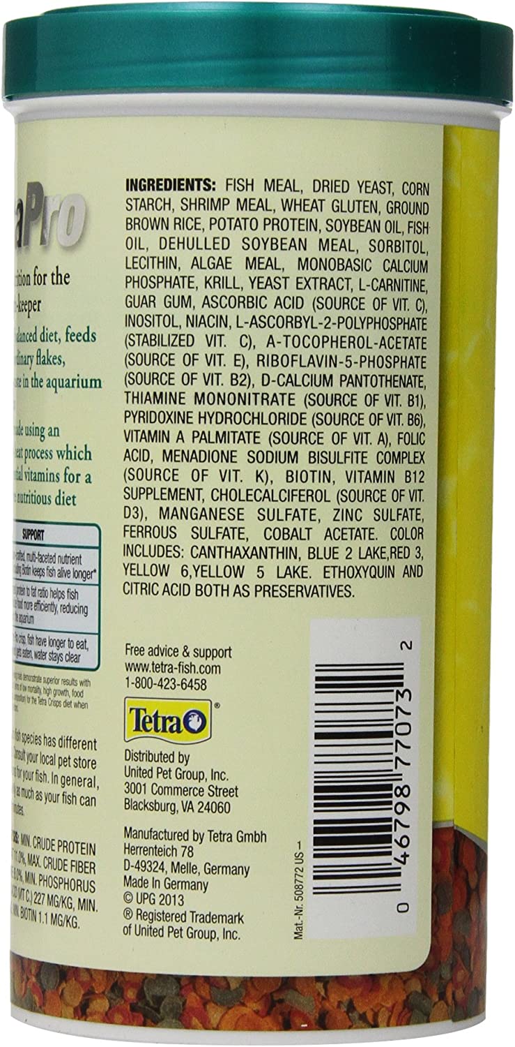 TetraPro Tropical Crisps 6.70 Ounces, Fish Food, Advanced Clear Water Formula