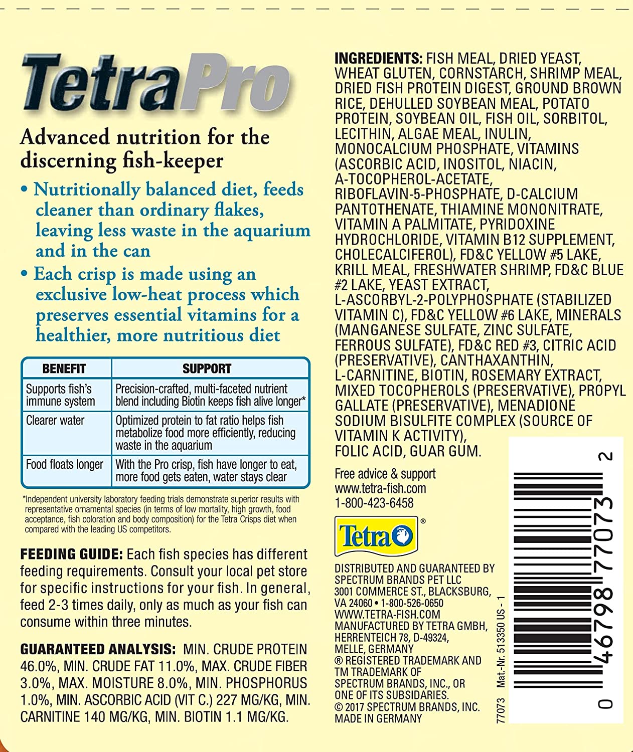 TetraPro Tropical Crisps 6.70 Ounces, Fish Food, Advanced Clear Water Formula