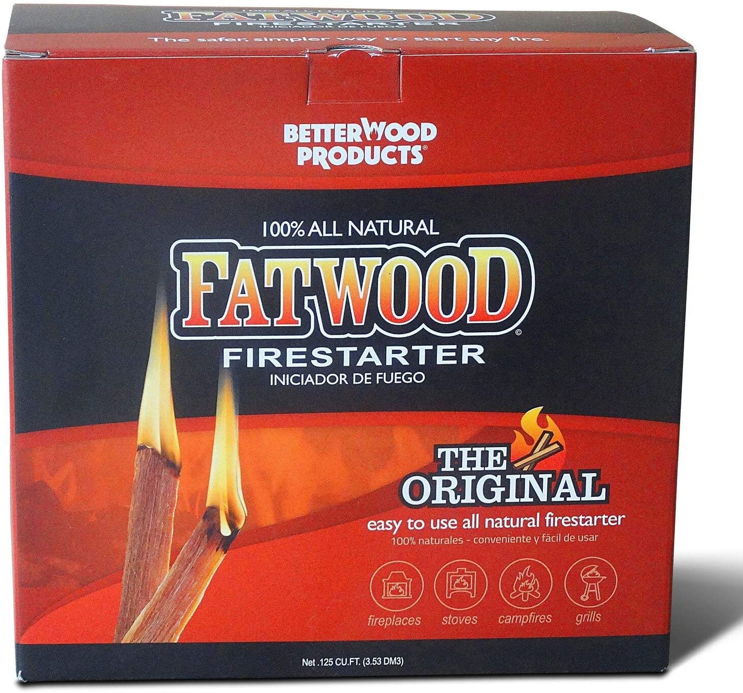 Betterwood 10lb Fatwood Natural Pine Firestarter for Campfire, BBQ, or Pellet Stove; Non-Toxic and Water Resistant