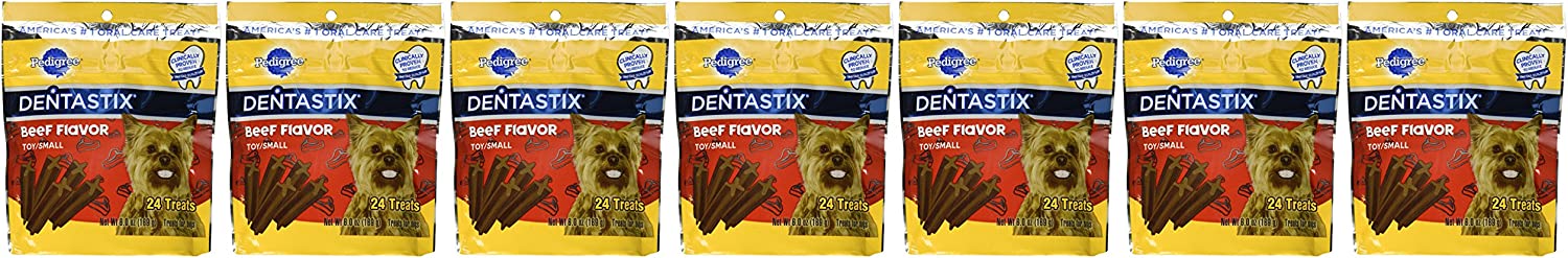 Pedigree Dentastix Beef Flavor Toy/Small Treats For Dogs - 6 Oz. 24 Treats