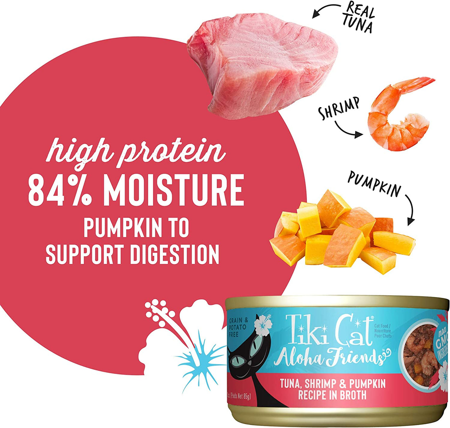 Tiki Cat Aloha Friends Grain Free Wet Cat Food for All Life Stages - Seafood with Pumpkin Recipes 3 oz. Cans (Pack of 12)