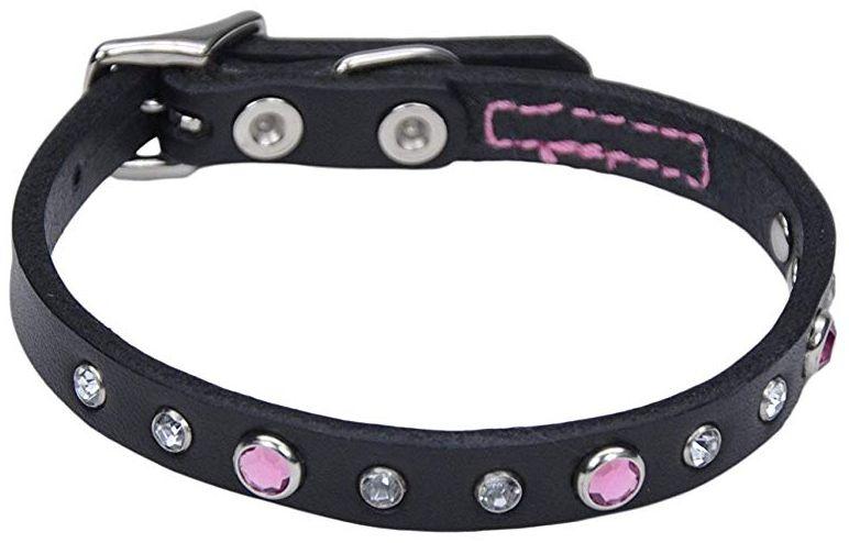 CircleT Fashion Leather Jewel Collar Pink