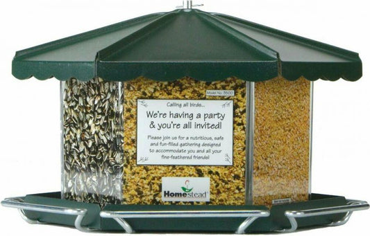 Homestead Triple Bin Seed Feeder Green