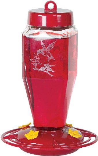 Homestead Etched Hardened Glass Hummingbird Feeder