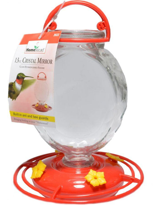Homestead Crystal Mirror Glass Hummingbird Feeder