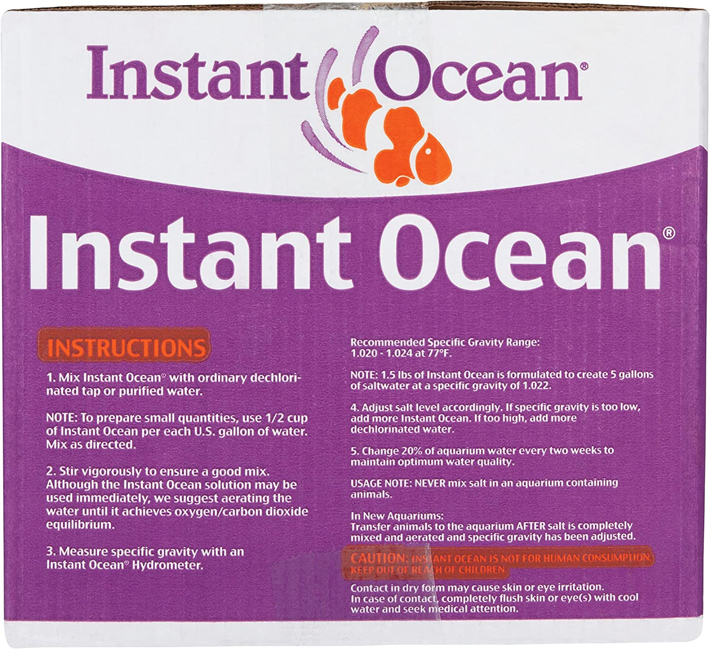Instant Ocean Sea Salt for Marine Fish Tank Aquariums, Nitrate & Phosphate-Free