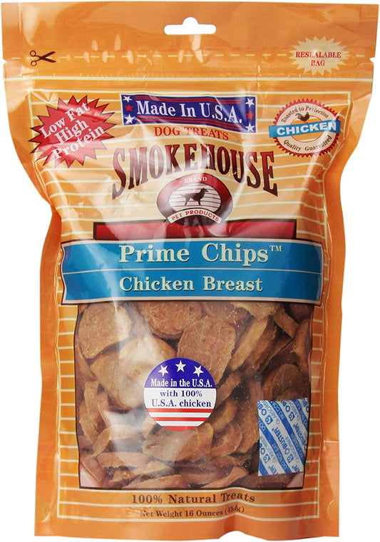 Smokehouse 100-Percent Natural Prime Chips Chicken Dog Treats, 16-Ounce