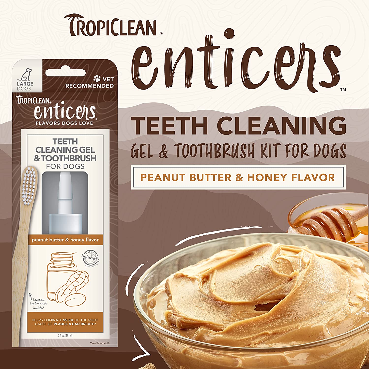 TropiClean Enticers Teeth Cleaning Gel for Dogs - Dental Gel - Helps Fight Plaque & Bad Breath - Flavors Dogs Love - No Brushing Required