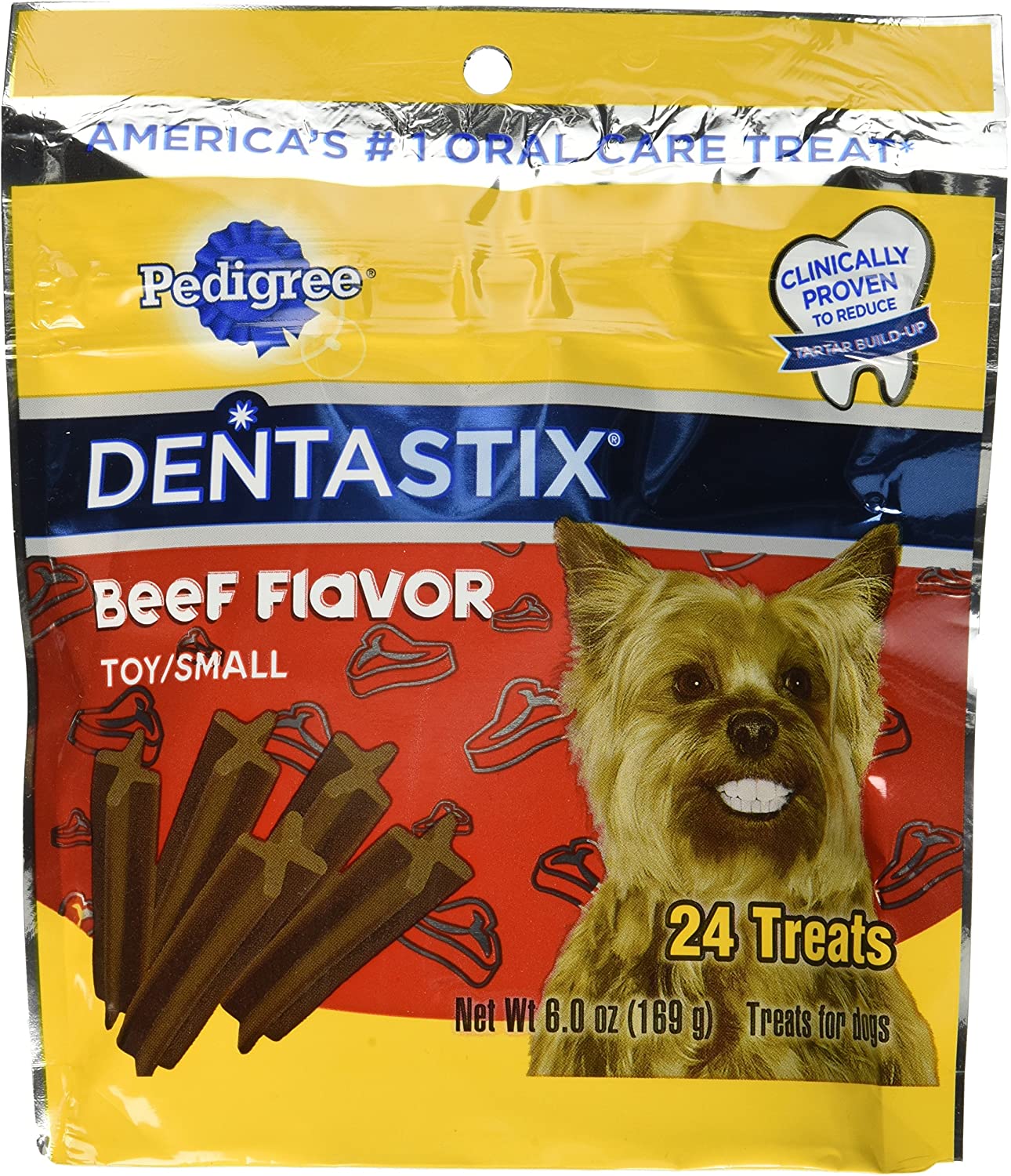 Pedigree Dentastix Beef Flavor Toy/Small Treats For Dogs - 6 Oz. 24 Treats